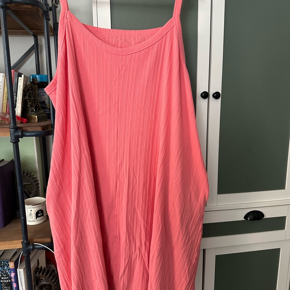 Coral Sleeveless Midi Dress